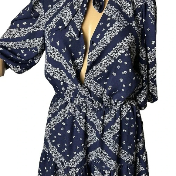 Y2K NWT Nanette Lepore tie wrap collar,tiered,puff sleeve,floral,dress,sz 4, - Picture 9 of 15